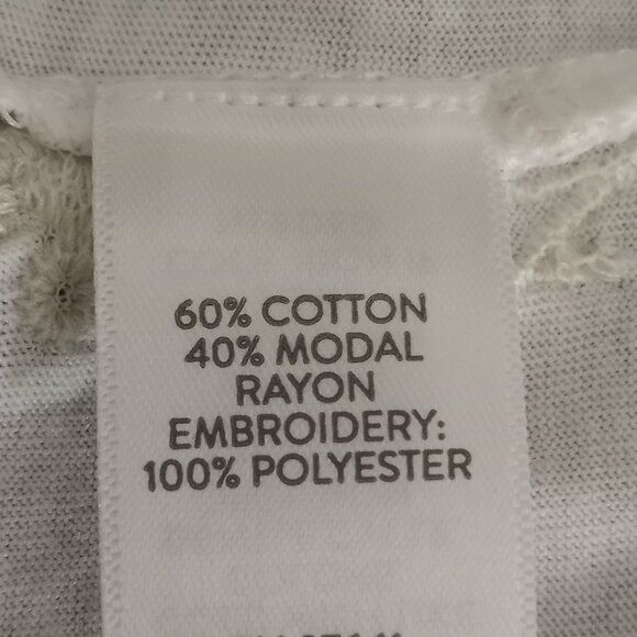 J Jill Floral Embroidered Boat Neck 3/4 Sleeve Ivory Cotton Blend Tee - Picture 7 of 7